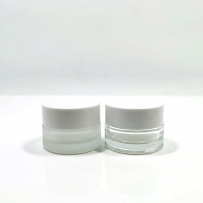 Empty glass jars in bulk 5g transparent glass wide mouth jars with white lid