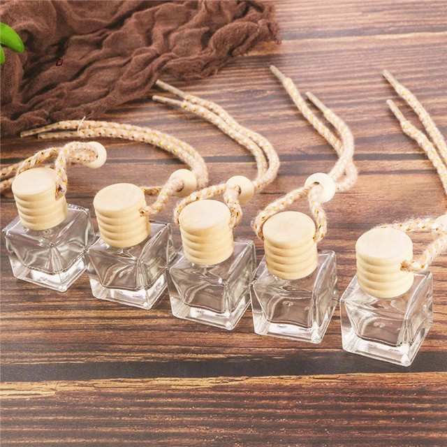 Empty glass mini refillable car hanging perfume bottle with logo printing 5ml 10ml