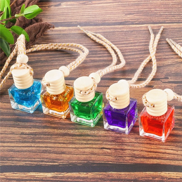 Empty glass mini refillable car hanging perfume bottle with logo printing 5ml 10ml