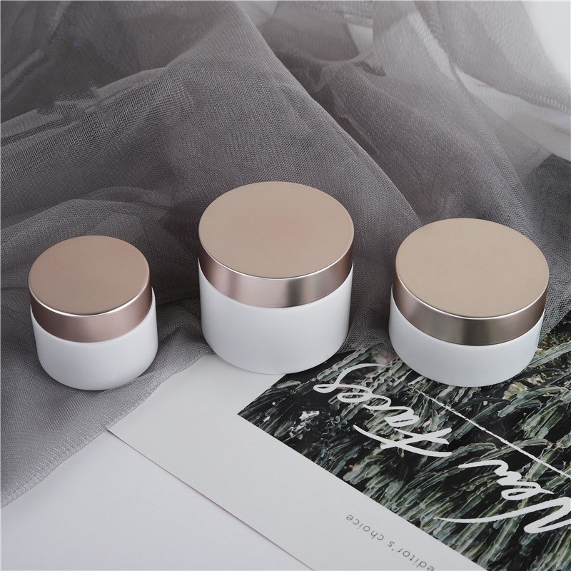 Empty glass skincare round pump glass bottles 120ml 100ml 50ml 30ml/30ml dropper bottle/20g 30g 50g cream jar set