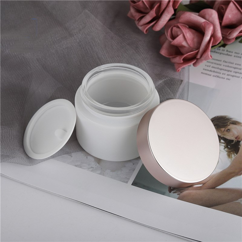 Empty glass skincare round pump glass bottles 120ml 100ml 50ml 30ml/30ml dropper bottle/20g 30g 50g cream jar set