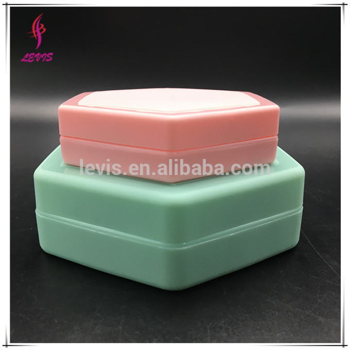 Empty hexagon flat plastic hair cream container 100 gram cream jar
