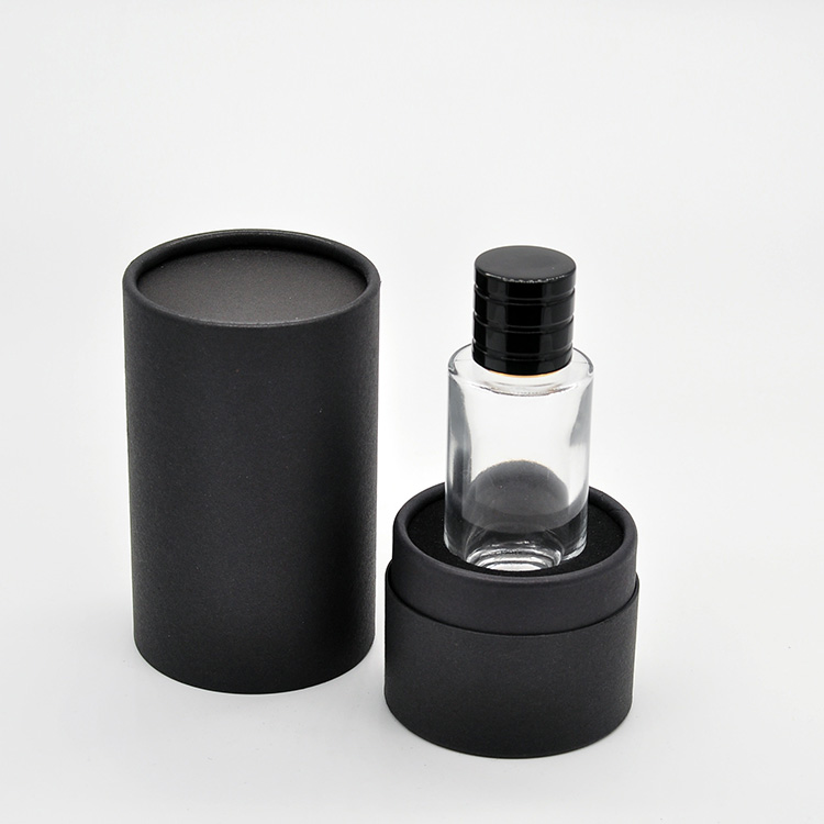Empty high quality OEM wholesale design transparent glass perfume bottle with black box