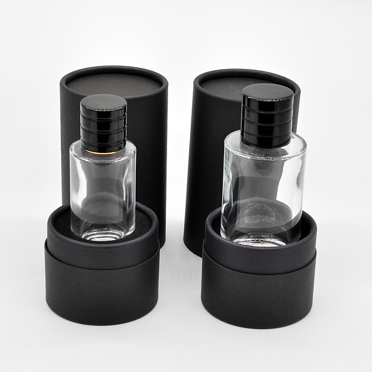 Empty high quality OEM wholesale design transparent glass perfume bottle with black box