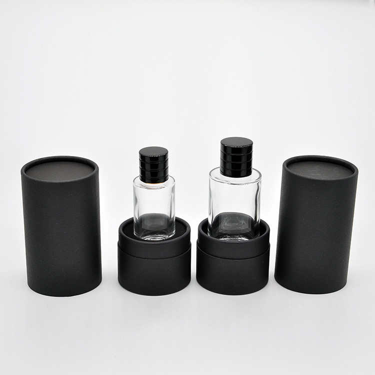 Empty high quality OEM wholesale design transparent glass perfume bottle with black box