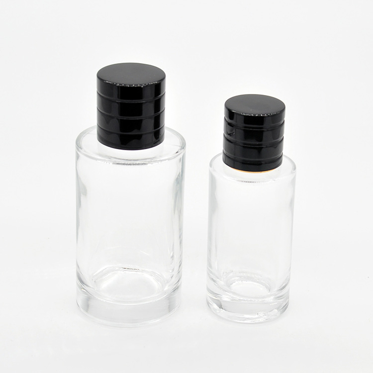 Empty high quality OEM wholesale design transparent glass perfume bottle with black box