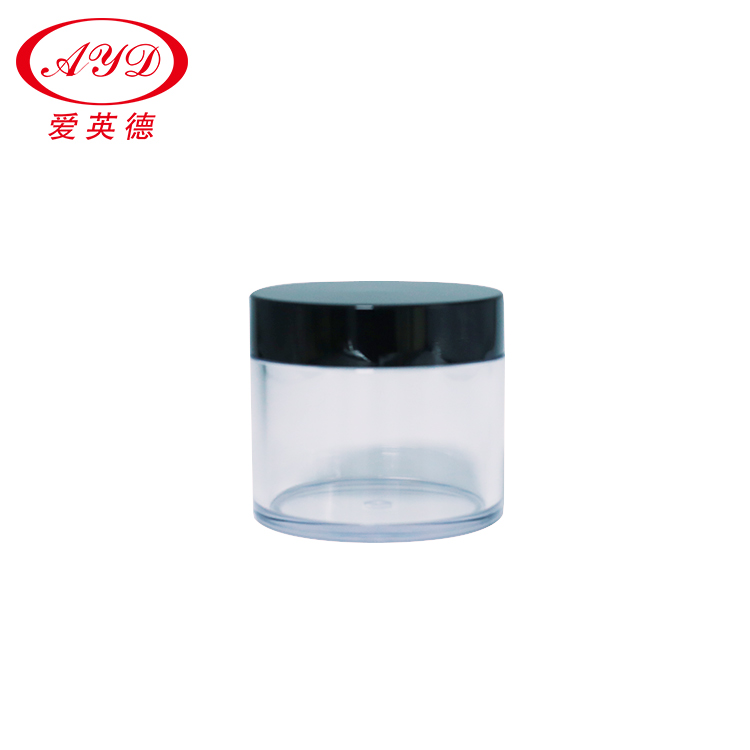 Empty high quality PETG clear jar with black cap cosmetics jar cream bottle