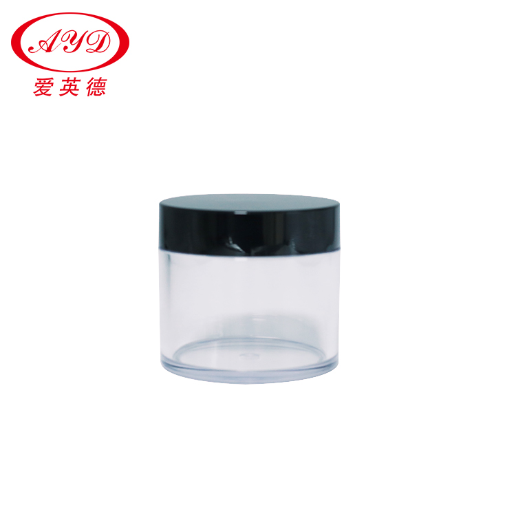 Empty high quality PETG clear jar with black cap cosmetics jar cream bottle
