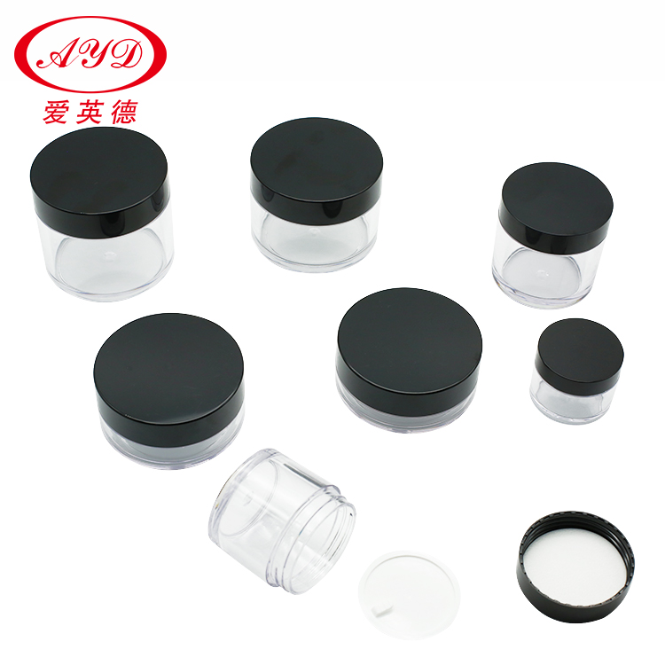 Empty high quality PETG clear jar with black cap cosmetics jar cream bottle