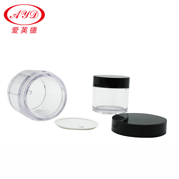 Empty high quality PETG clear jar with black cap cosmetics jar cream bottle