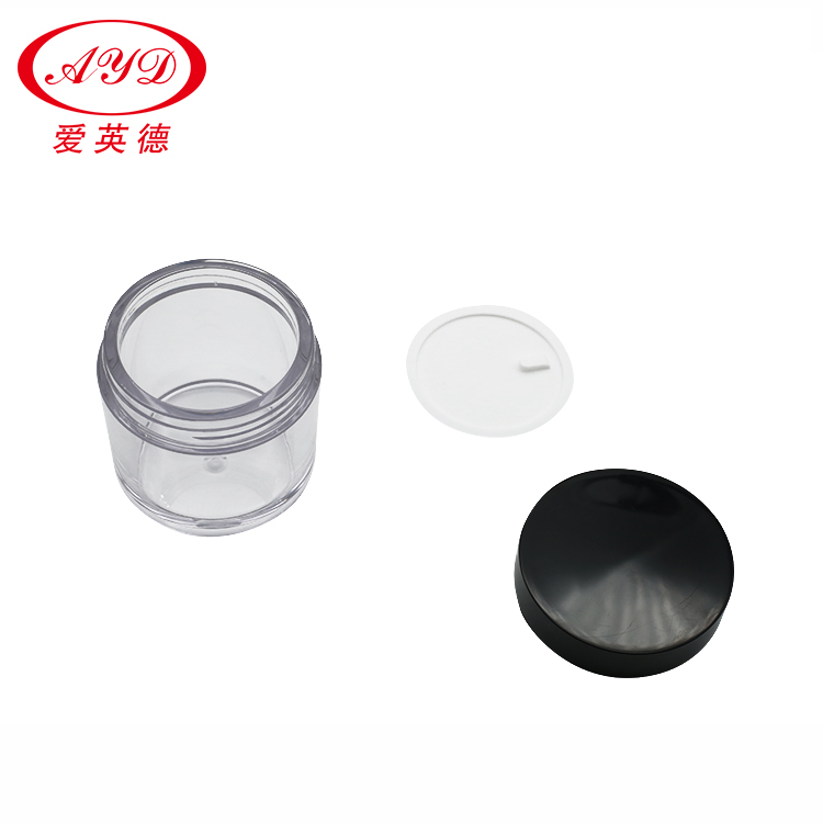 Empty high quality PETG clear jar with black cap cosmetics jar cream bottle