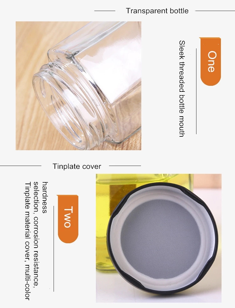 Empty honey bottle hexagonal bottle 500ml for honey jam glass bottles