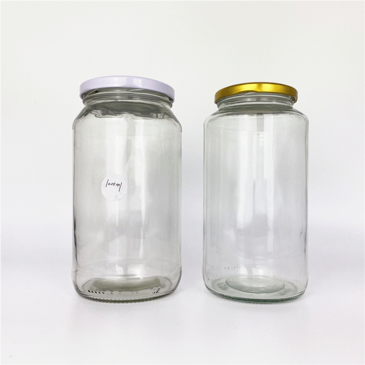 Empty large 900ml 1000ml virgin coconut oil food glass jar with 82mm lid food storage container
