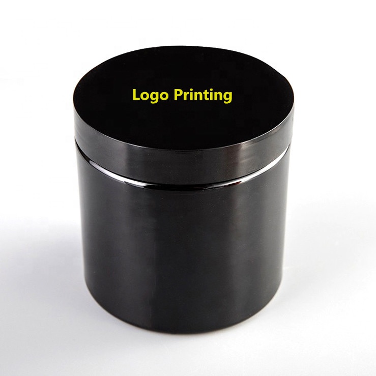 Empty large size gloss round cosmetic hair pomade 500g black jar for hair