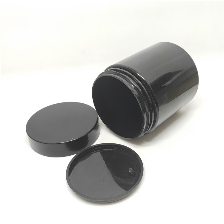 Empty large size gloss round cosmetic hair pomade 500g black jar for hair