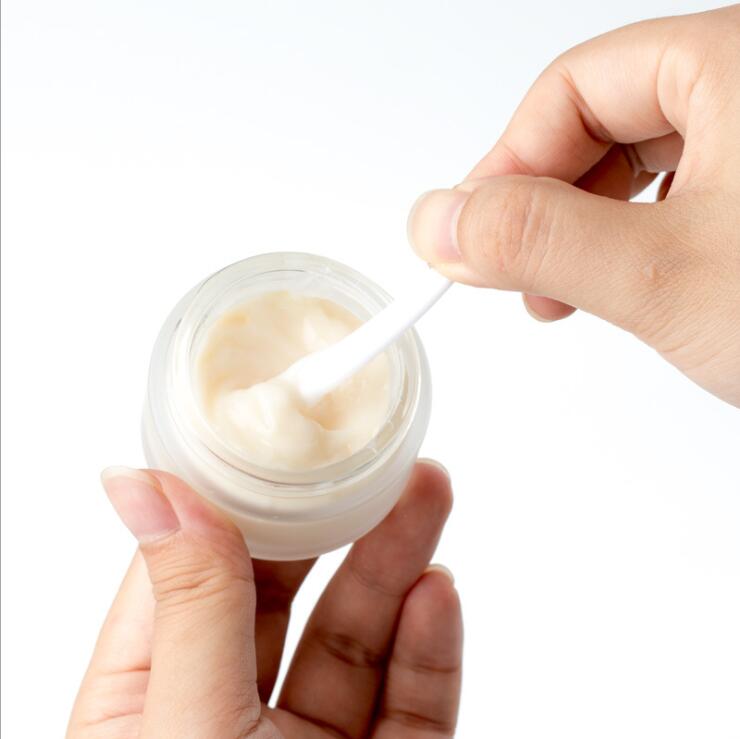 Empty luxury frosted cream containers glass cream jars with wood lid