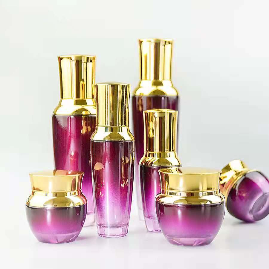 Empty luxury glass green pink face hair 30ml 20ml 15ml 10ml serum bottles with packaging for skin care products