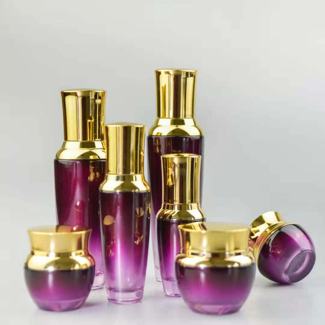 Empty luxury glass green pink face hair 30ml 20ml 15ml 10ml serum bottles with packaging for skin care products