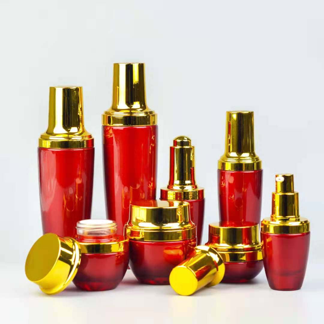 Empty luxury glass green pink face hair 30ml 20ml 15ml 10ml serum bottles with packaging for skin care products