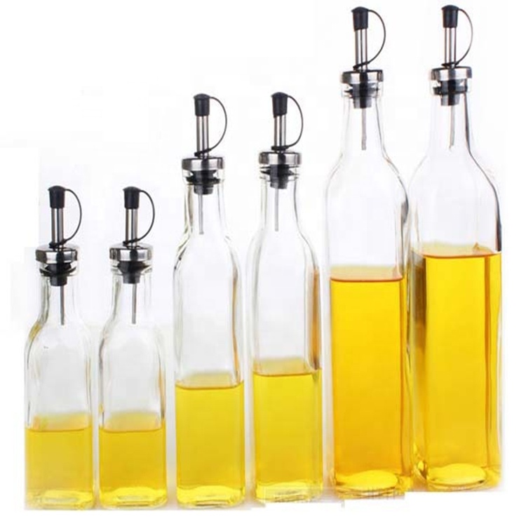 Empty luxury italian 250ml 500ml 750ml round square pure  extra virgin olive oil bottle Glass bottles for home use