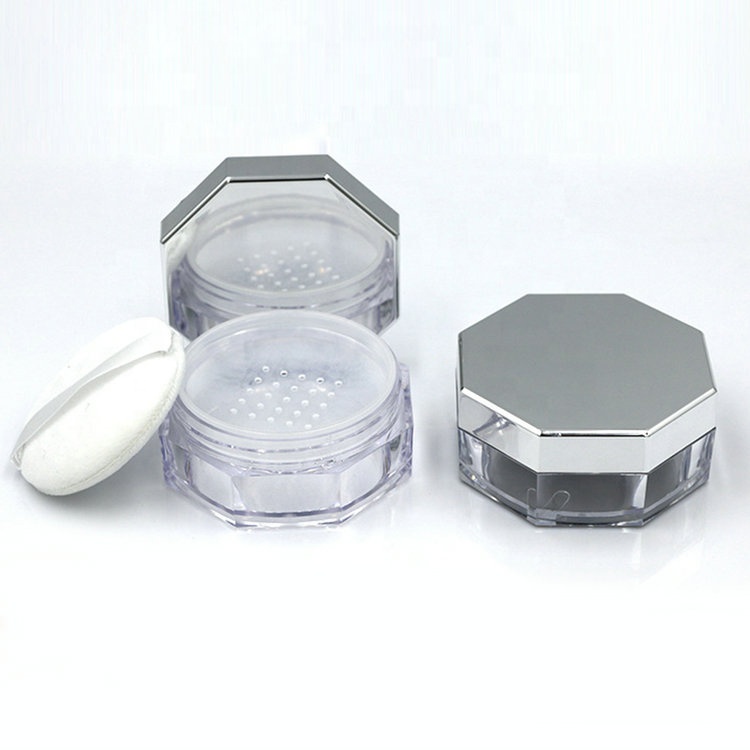 Empty luxury octagon loose powder box jar with sifter makeup loose powder container Compact Glitter Powder Foundation Box