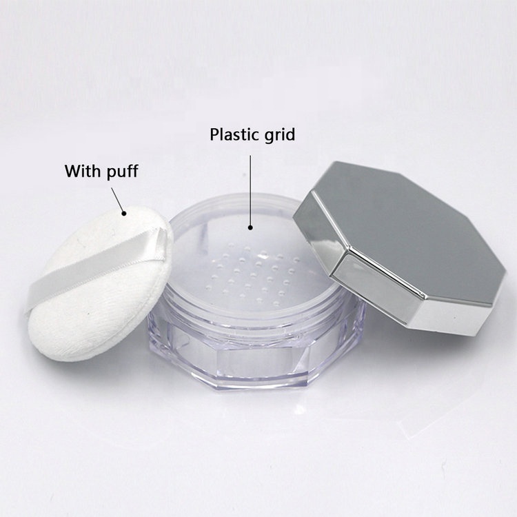 Empty luxury octagon loose powder box jar with sifter makeup loose powder container Compact Glitter Powder Foundation Box