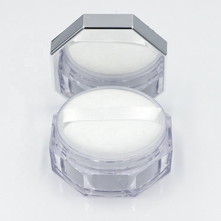 Empty luxury octagon loose powder box jar with sifter makeup loose powder container Compact Glitter Powder Foundation Box