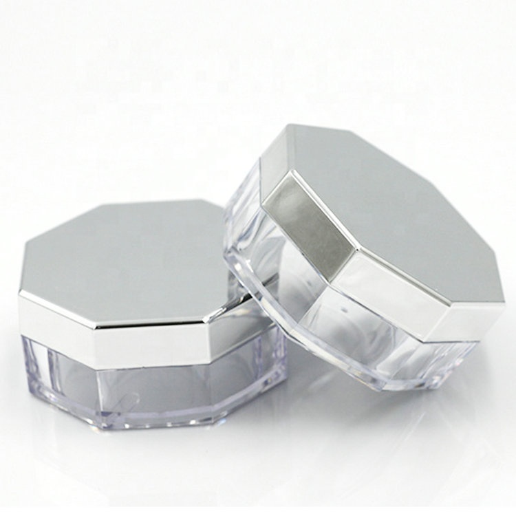 Empty luxury octagon loose powder box jar with sifter makeup loose powder container Compact Glitter Powder Foundation Box