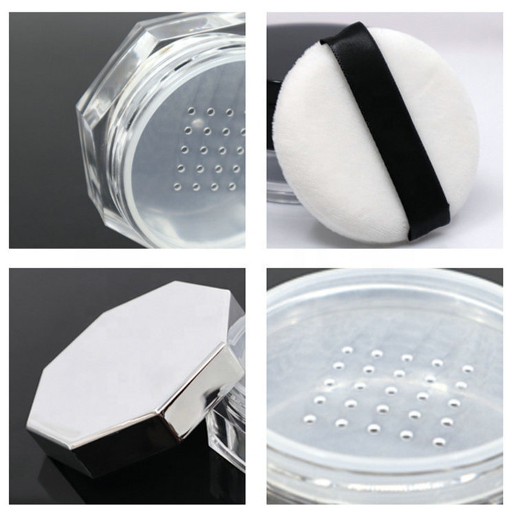 Empty luxury octagon loose powder box jar with sifter makeup loose powder container Compact Glitter Powder Foundation Box