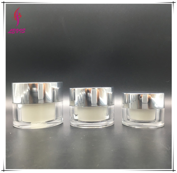 Empty luxury round clear custom colored plastic cream acrylic cosmetic jar with lids