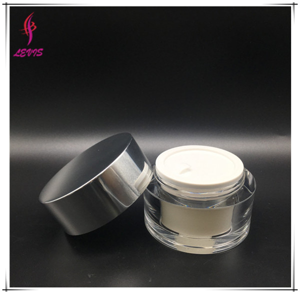 Empty luxury round clear custom colored plastic cream acrylic cosmetic jar with lids