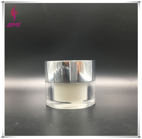 Empty luxury round clear custom colored plastic cream acrylic cosmetic jar with lids