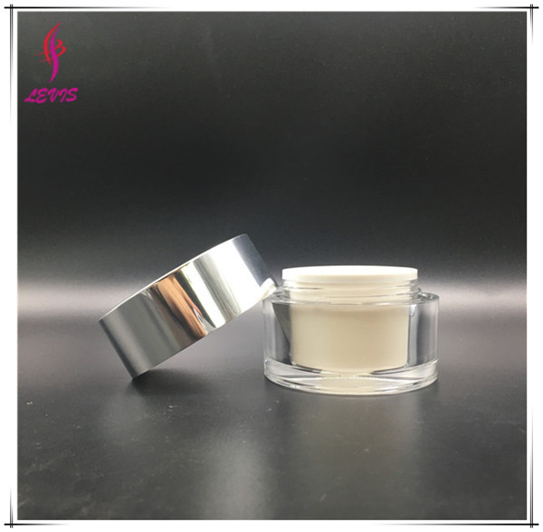 Empty luxury round clear custom colored plastic cream acrylic cosmetic jar with lids