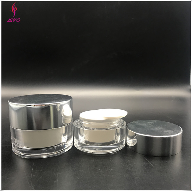 Empty luxury round clear custom colored plastic cream acrylic cosmetic jar with lids