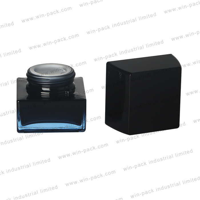 Empty luxury square rectangle black glass jar for cream cosmetic 30ml 50ml 50g and bottle set