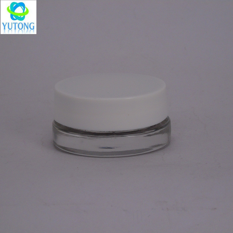 Empty mini clear cosmetic glass jars 5ml with plastic abs lids for makeup