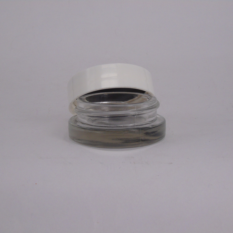 Empty mini clear cosmetic glass jars 5ml with plastic abs lids for makeup