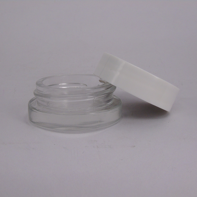 Empty mini clear cosmetic glass jars 5ml with plastic abs lids for makeup