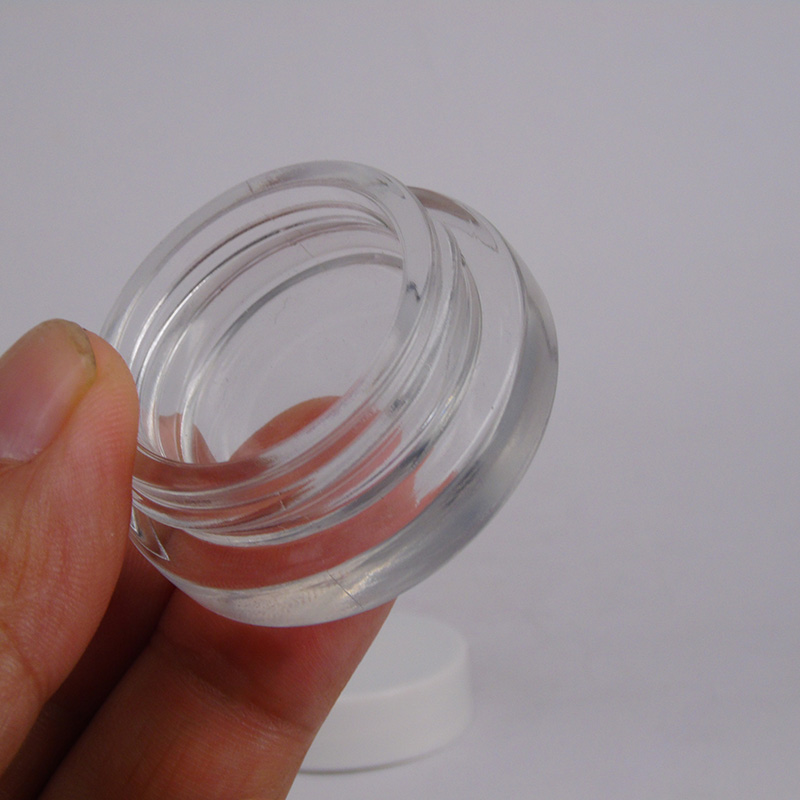 Empty mini clear cosmetic glass jars 5ml with plastic abs lids for makeup