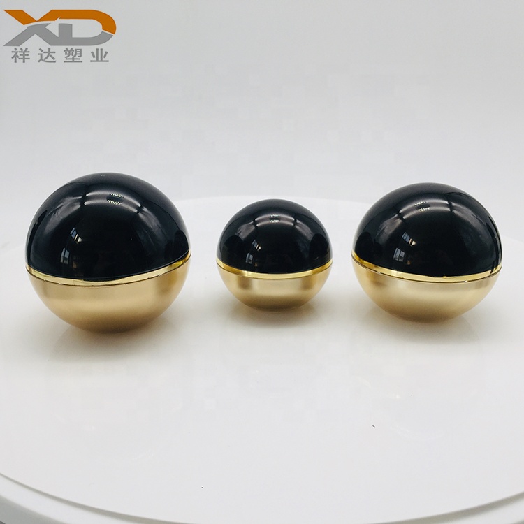 Empty oval ball shape with black painting cosmetic customized plastic acrylic cream jar
