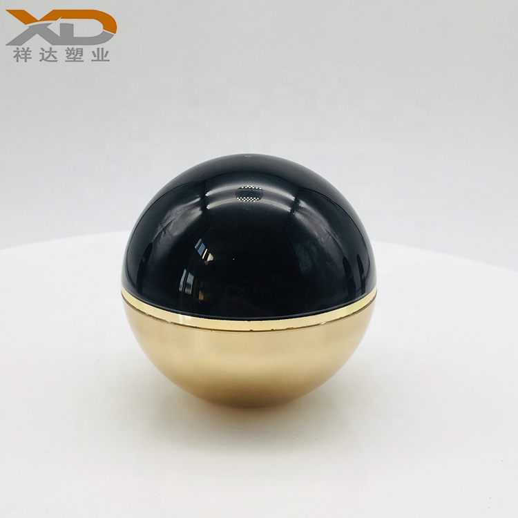 Empty oval ball shape with black painting cosmetic customized plastic acrylic cream jar