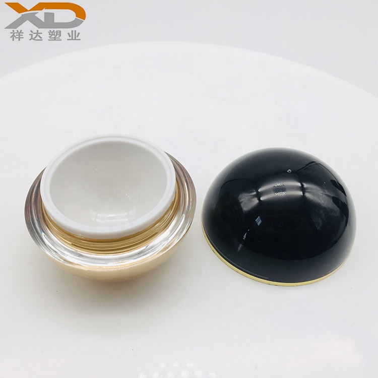 Empty oval ball shape with black painting cosmetic customized plastic acrylic cream jar