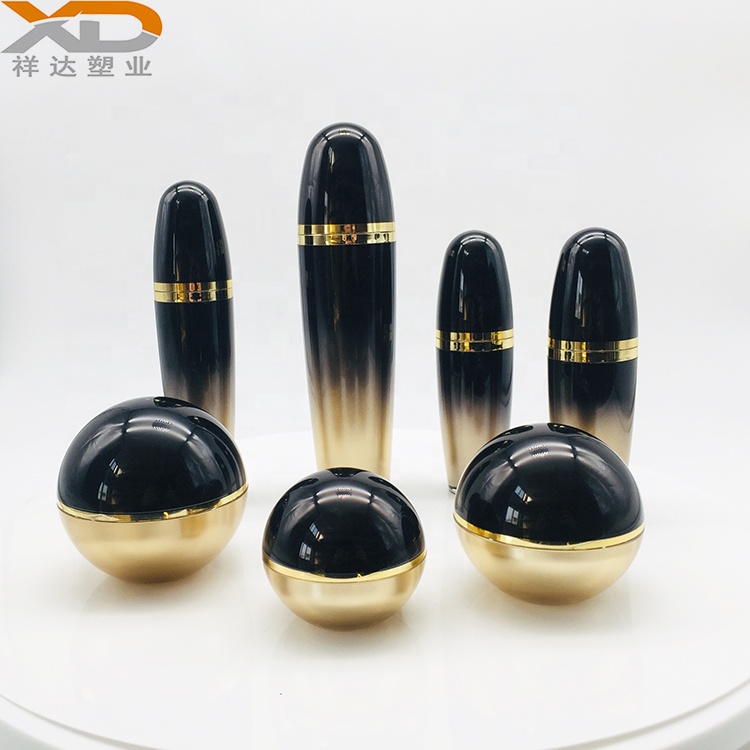 Empty oval ball shape with black painting cosmetic customized plastic acrylic cream jar