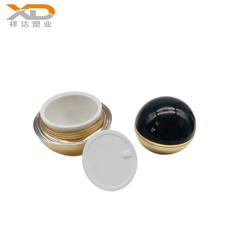 Empty oval ball shape with black painting cosmetic customized plastic acrylic cream jar