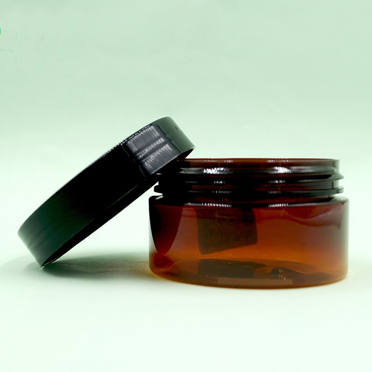 Empty personal care cream round plastic 16 oz amber jars for skin butter