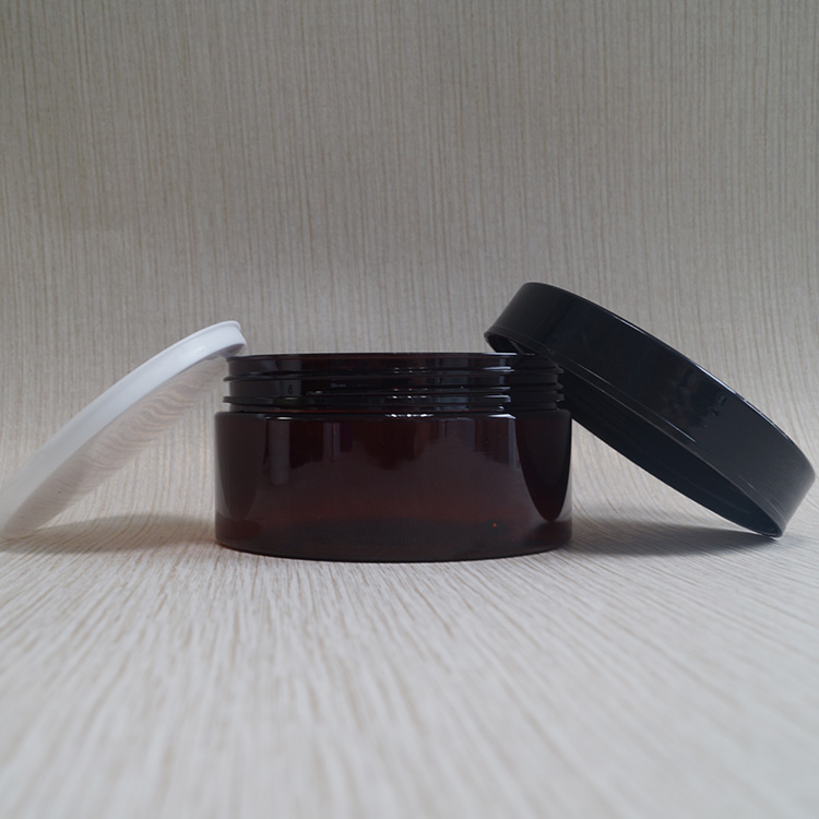 Empty personal care cream round plastic 16 oz amber jars for skin butter