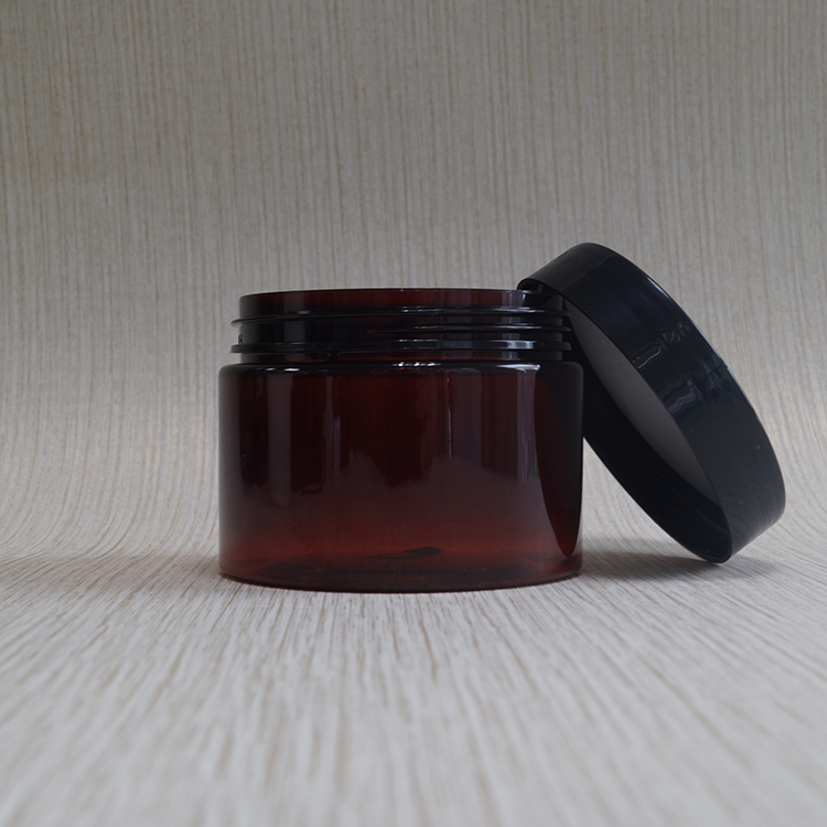 Empty personal care cream round plastic 16 oz amber jars for skin butter