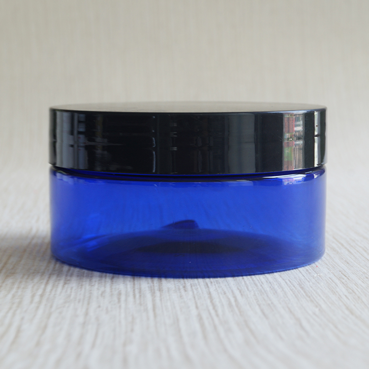 Empty personal care cream round plastic 16 oz amber jars for skin butter