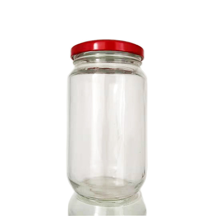 Empty pickled hot chili pepper sauce 370ml glass jar with airtight metal lid