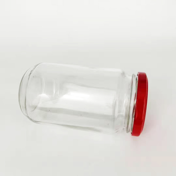 Empty pickled hot chili pepper sauce 370ml glass jar with airtight metal lid